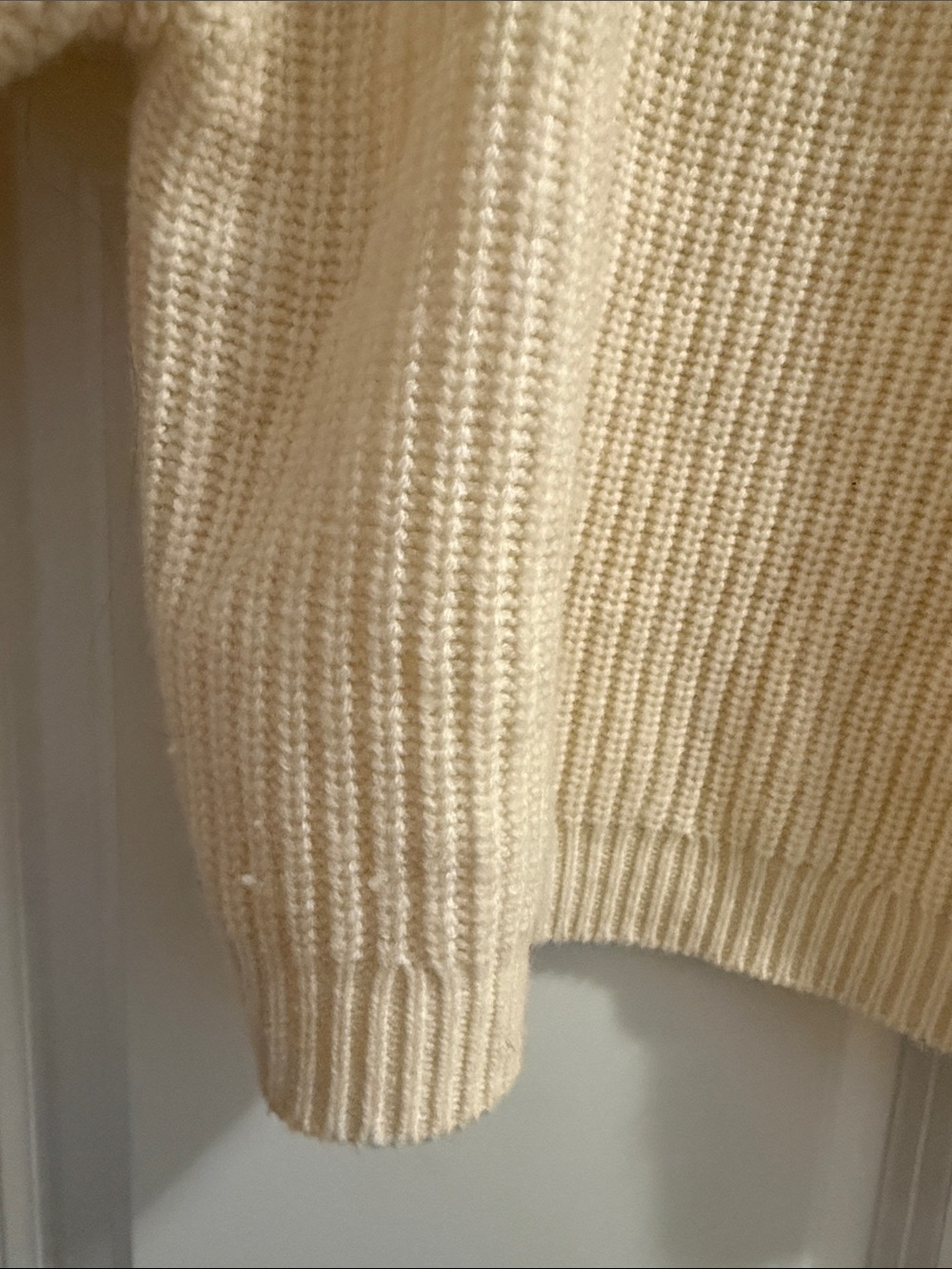 Cream Ribbed Knit Sweater - Picture 5 of 6